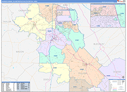 Warner Robins Metro Area Wall Map Color Cast Style 2026